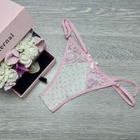 Lucifer Lucifer állítható pántos PÖTTYÖS-csipkés TANGA Fehér