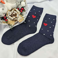 Ollike GYAPJÚ VASTAG női zokni szívecske mintás Kék, 35-38