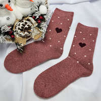 Ollike GYAPJÚ VASTAG női zokni szívecske mintás Mályva, 38-41