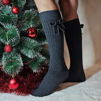 Aura Via Női bordázott masnis térdzokni 35-38, Szürke