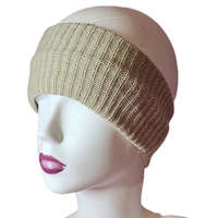 Női kötött egyszínű fülpánt-fejpánt Drapp