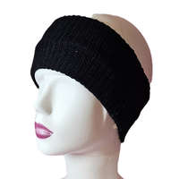 Női kötött egyszínű fülpánt-fejpánt Fekete