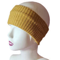 Női kötött egyszínű fülpánt-fejpánt Mustár