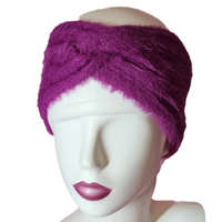 Női kötött szőrmés egyszínű fülpánt-fejpánt fuscia