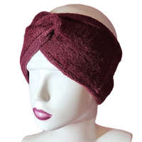 Női kötött szőrmés fülpánt-fejpánt Bordó