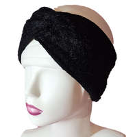Női kötött szőrmés fülpánt-fejpánt Fekete