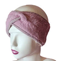 Női kötött szőrmés fülpánt-fejpánt rosa