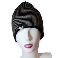 Vastag -bélelt FÉRFI sapka csíkos Drapp