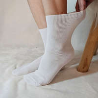 Brinor BRINOR 100% pamut bordás gumi nélküli zokni Fehér, 45-46