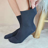 Brinor BRINOR 100% pamut bordás gumi nélküli zokni Grafit, 45-46