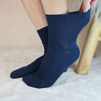 Brinor BRINOR 100% pamut bordás gumi nélküli zokni Kék, 37-38