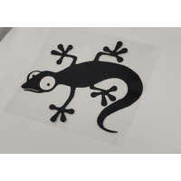 Vidám gekkós matrica – fekete kontúr dizájn