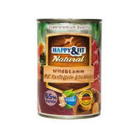 Happy&Fit Happy&Fit | Natural Dog Konzerv |Teljes értékű eledel, Vadhús & Bárány Burgonyával & Sáfrányolajjal, felnőtt kutyák számára - 400 g